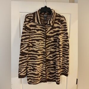 Chico's Zebra Print Blazer in Brown and Cream